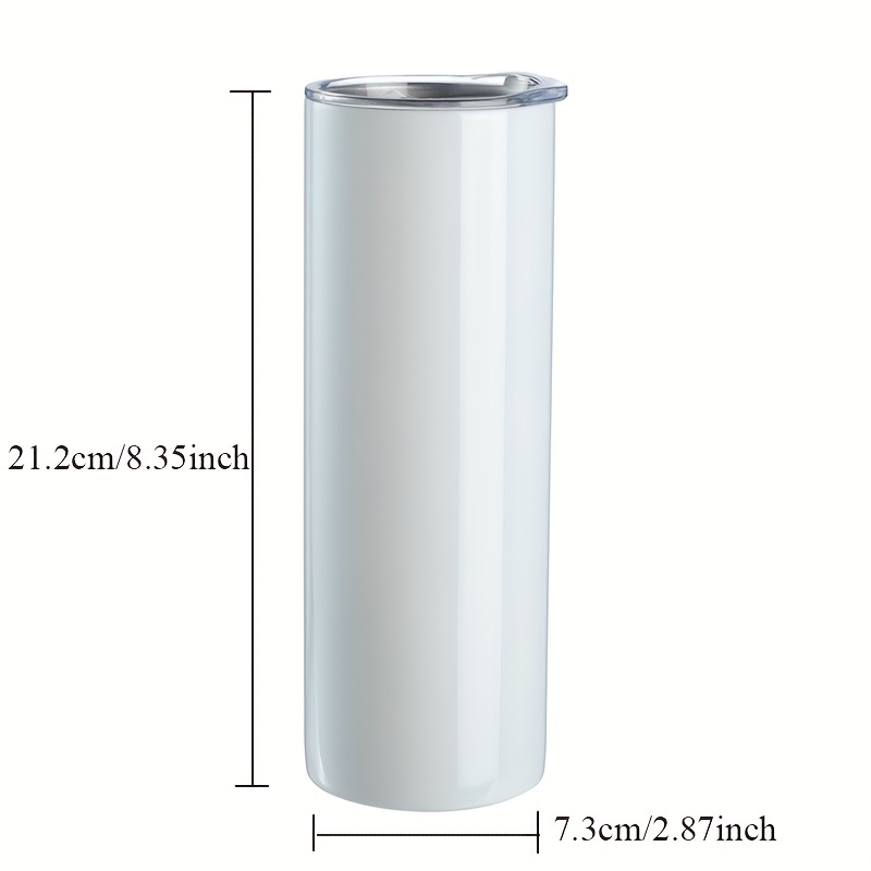 10 Pack 20oz Sublimation White Straight Skinny Tumbler with Plastic Straw,  Sublimation Tumblers for Heat Transfer DIY, Sublimation Blanks, Mugs