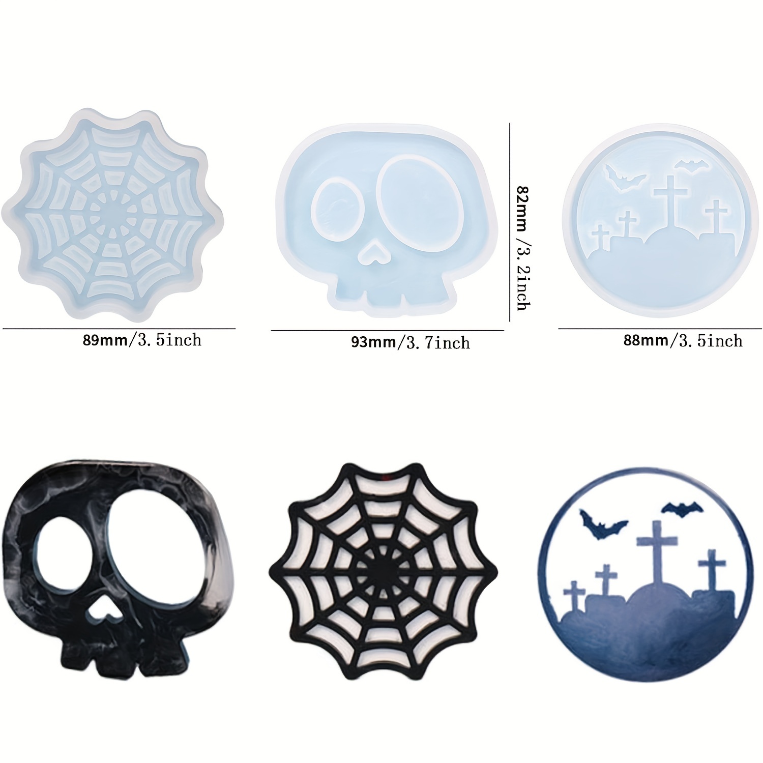 Halloween Creepy Spider Web Pattern Coaster Molds for Epoxy Resin