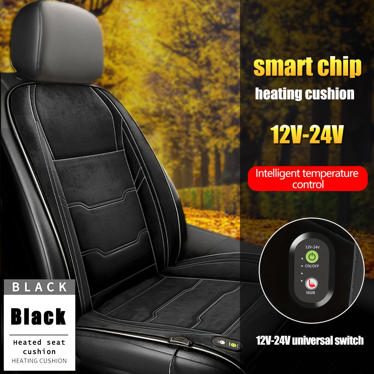 Sojoy Heated Seat Cushion Universal 12V Car Seat Heater Heated Cover Warmer  Pad