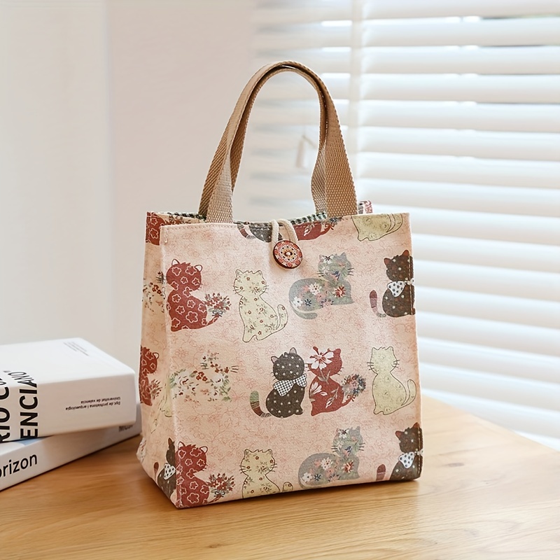 Cartoon Canvas Lunch Bag Butterfly Cat Bento Office Workers Mothers