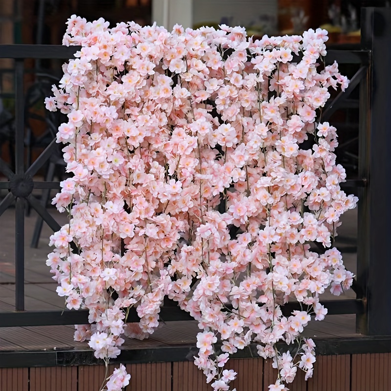 Buy Artificial Silk Cherry Blossom Vine 2 Pack Pink Faux Cherry Flowers  Rattan Hanging Garland for Party Wedding Holiday Decoration Home Hotel  Garden Archway Porch Wall Decor Online at Low Prices in