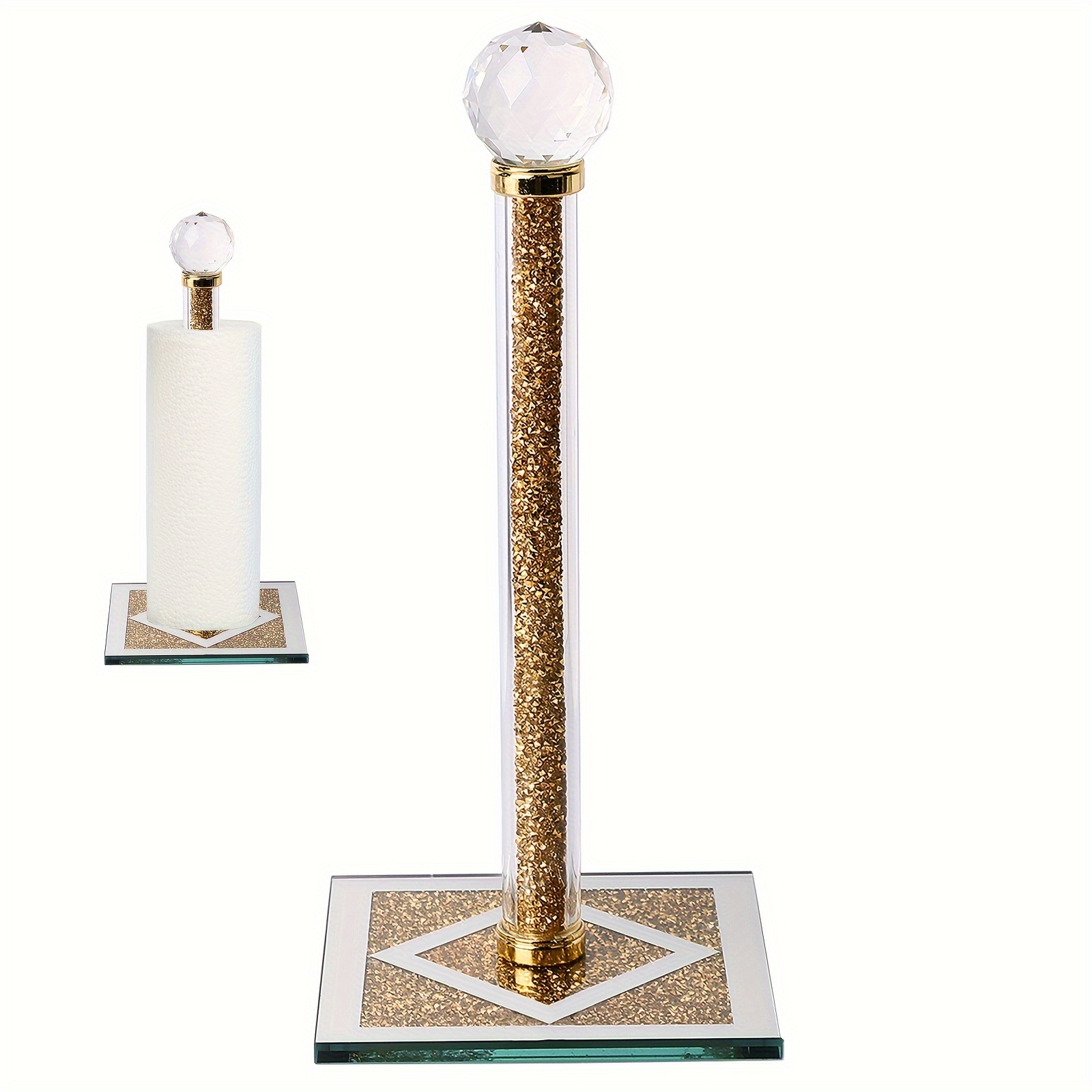 KITCHEN ROLL HOLDER TISSUE HOLDER PAPER TOWEL HOLDER CRUSHED DIAMOND CRYSTAL