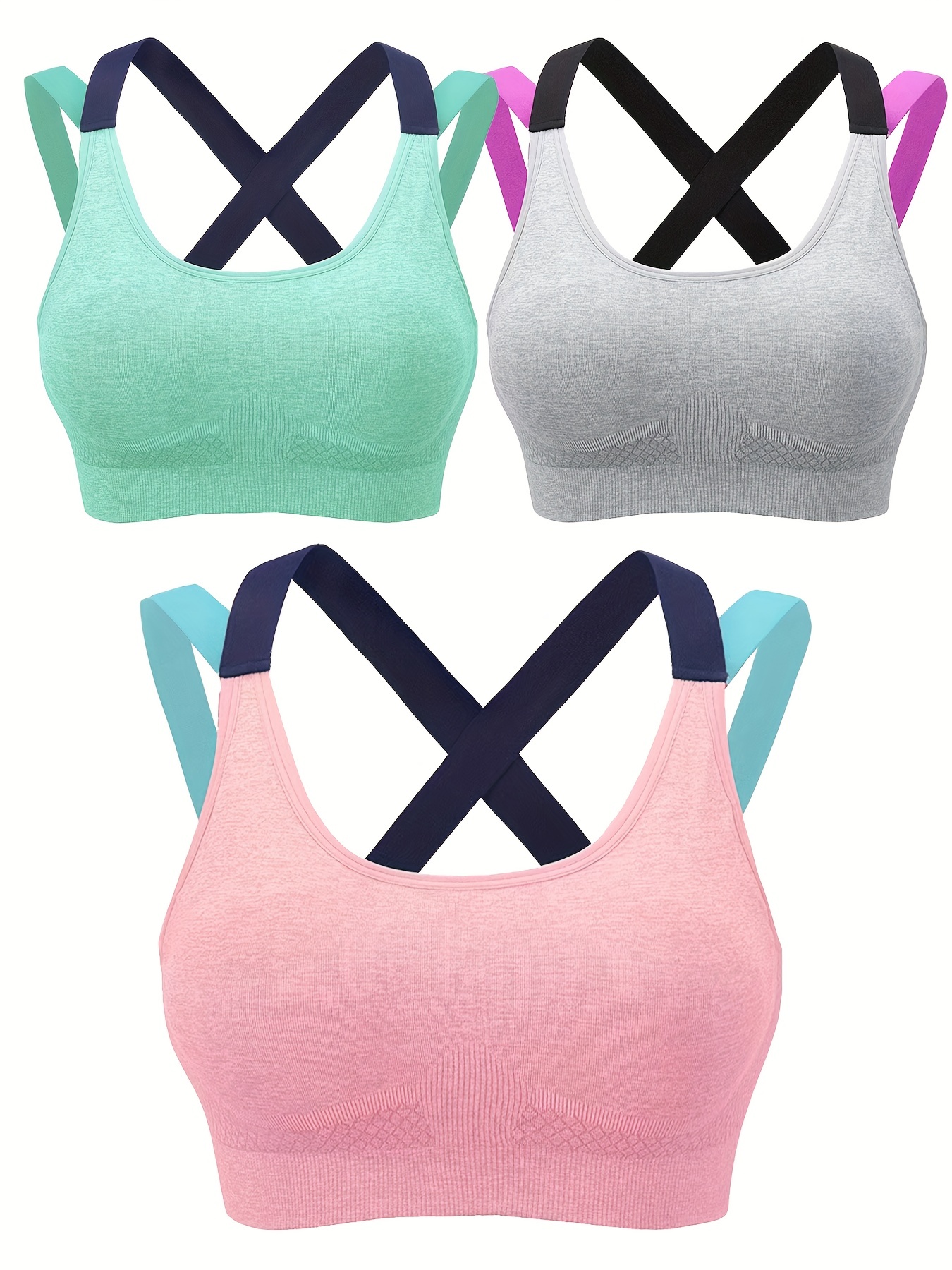 Colorblock Back Cross Sport Bras Comfy Breathable Stretchy Temu Australia