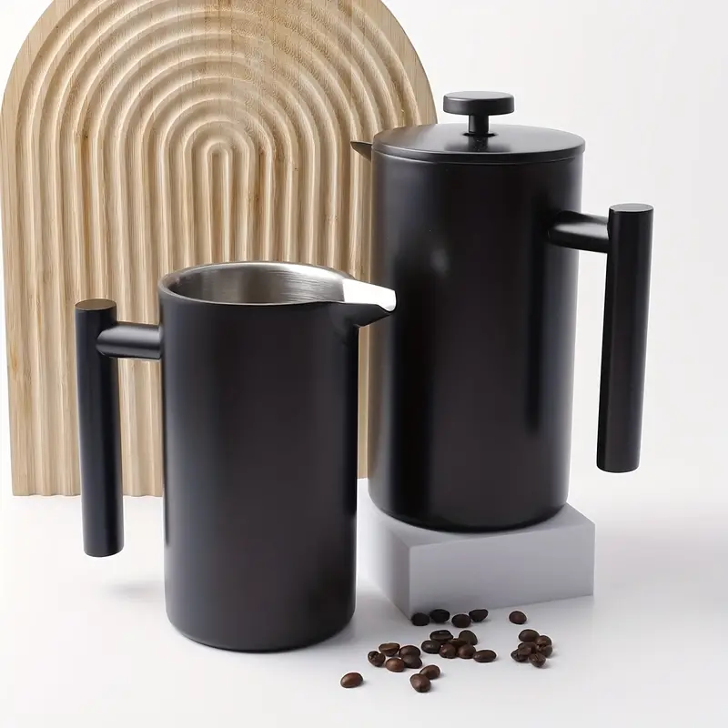 1pc double layer 304 stainless steel french pressure pot insulation hand brew coffee pot household juice pot milk tea bean milk pot manual coffee containers coffee accessories details 1