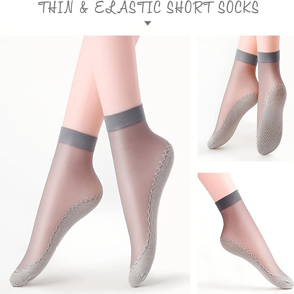 Thin Transparent Socks Comfy Lightweight Non slip Short - Temu Canada