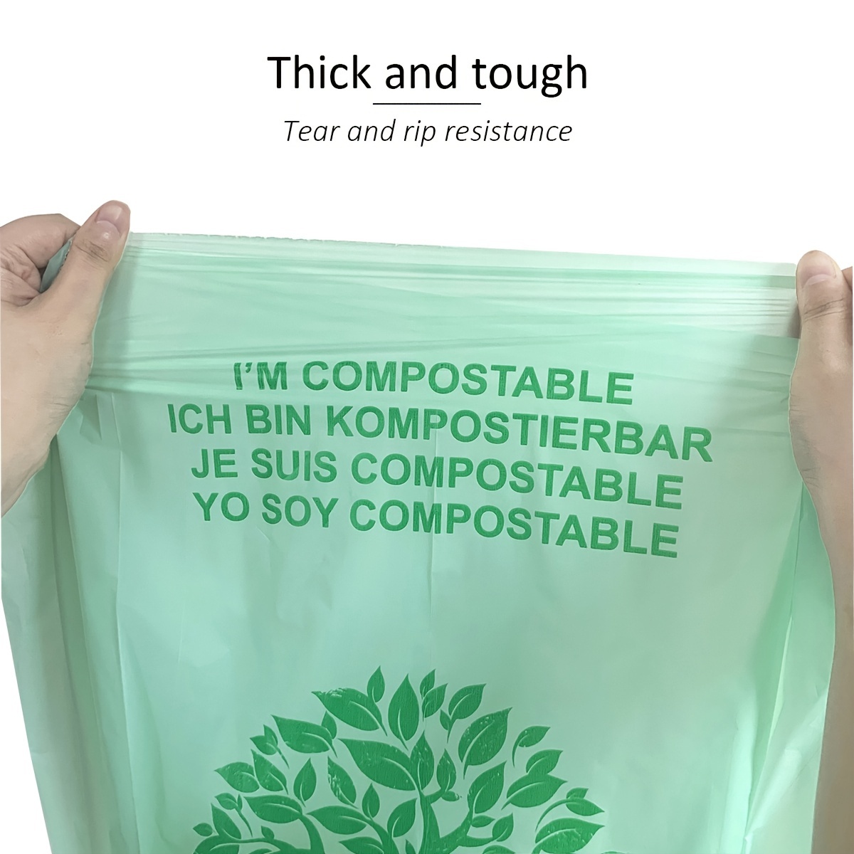  Bolsa de basura biodegradable con cordón 100% compostable para  cocina (13 galones - 50 litros) : Salud y Hogar