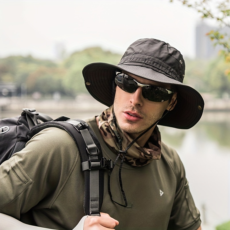 Men's Sunshade Hat with Wide Brim, Quick-Drying, Neck Protection, Thin and Breathable Hat for Outdoor Activities Such As Hiking, Fishing,Temu