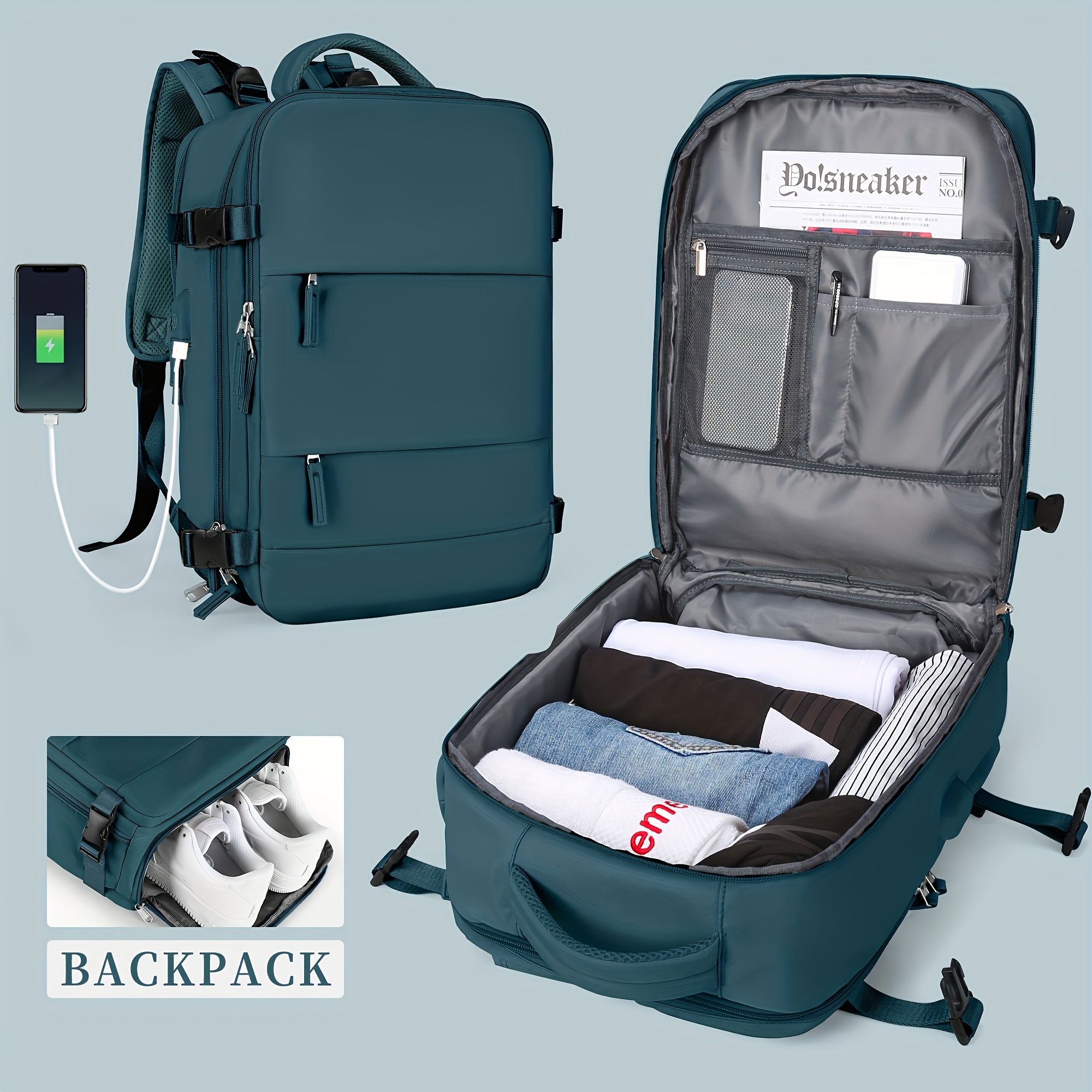 Multi Pocket Carry Travel Backpack Flight Approved Gym Bag - Temu