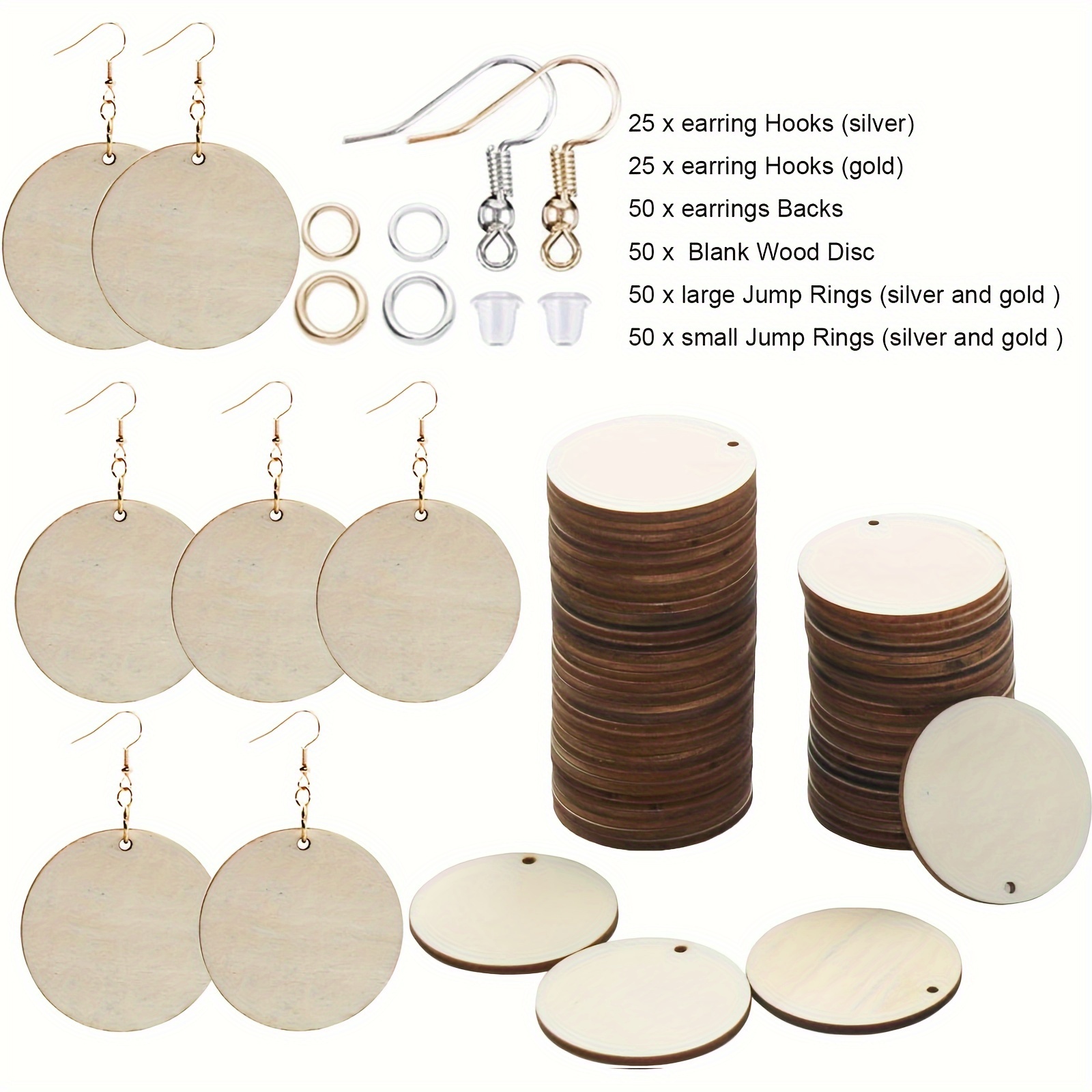 Colgante de madera para pendientes, kit de fabricación de joyas, aretes de  madera en blanco sin terminar para aretes, joyería, manualidades