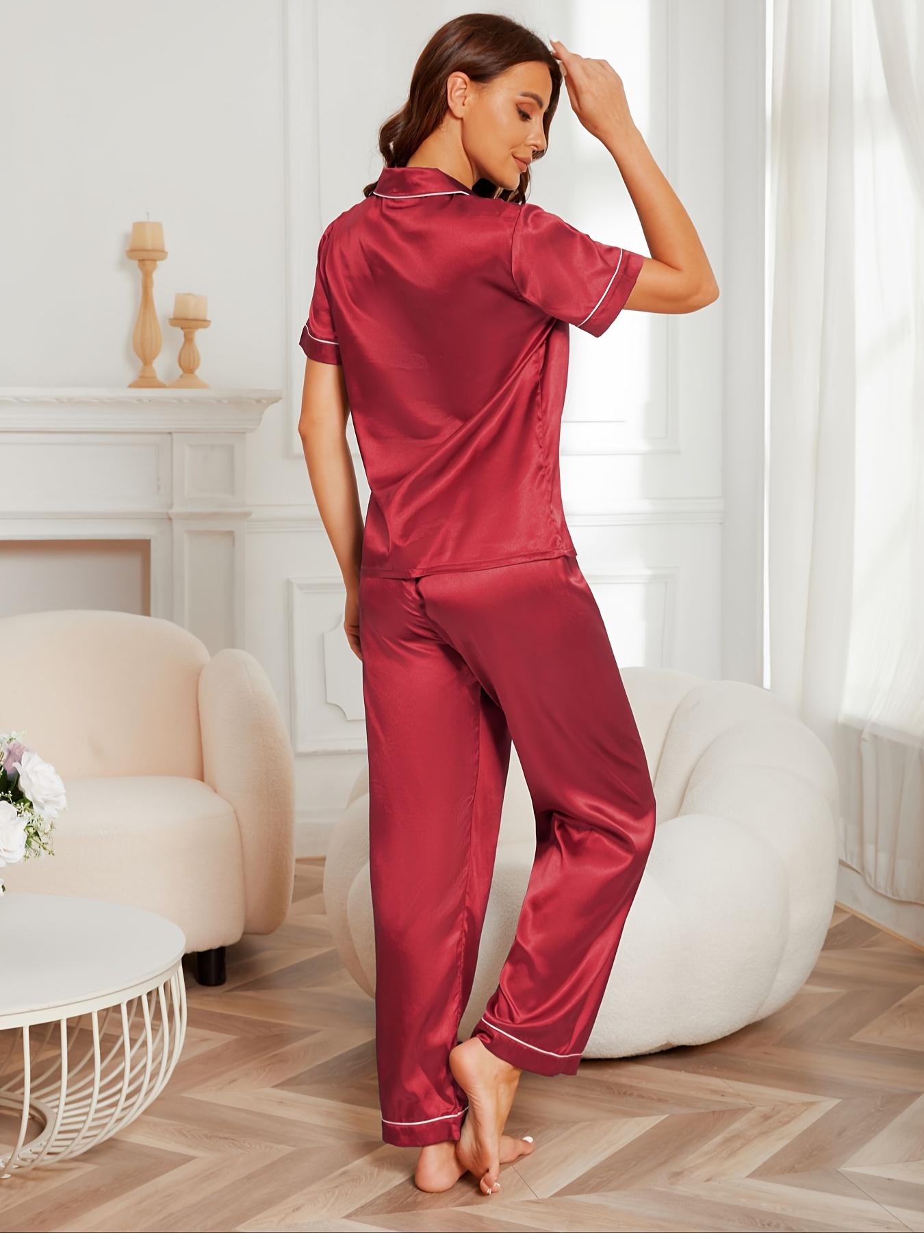 Button Pajamas Set Comfort Thin Pocket Short Sleeve Top - Temu Canada