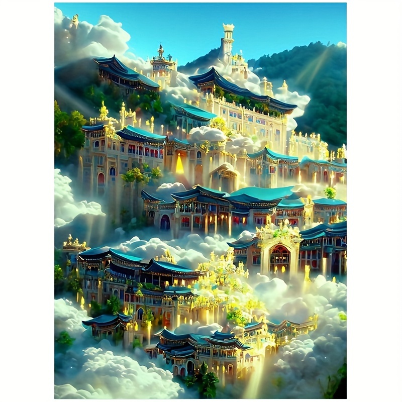 Diy5d Artificial Diamond Painting Set Castle Suitable - Temu