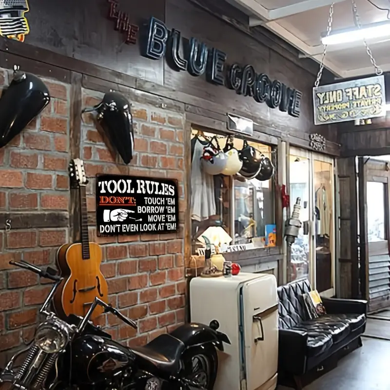 Metal Tin Garage Sign Tool Rules Wall Decor Garage Shop - Temu Canada