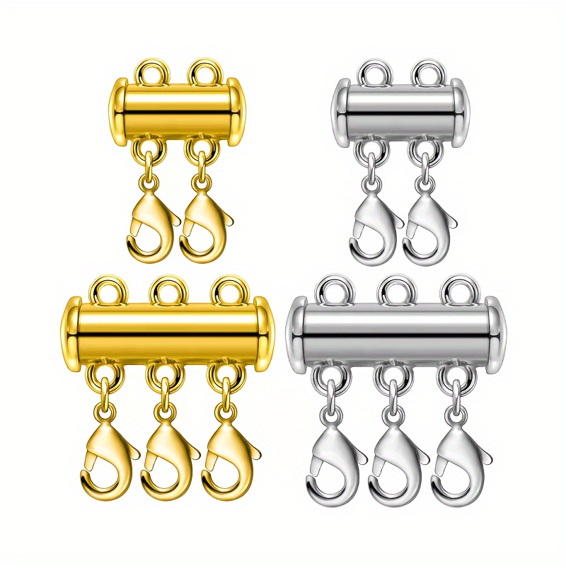 Necklace Layering Clasps Magnetic Slide Lock Clasp Necklace  Connector Multi Strands Slide Tube Clasps