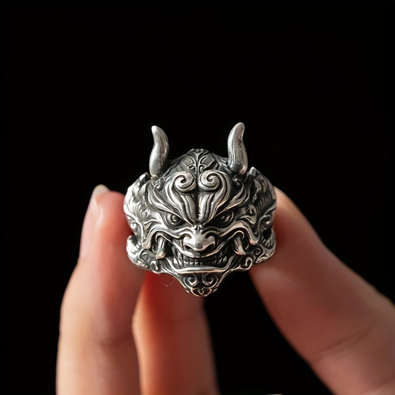 Men's Adjustable Demon Mask Ring