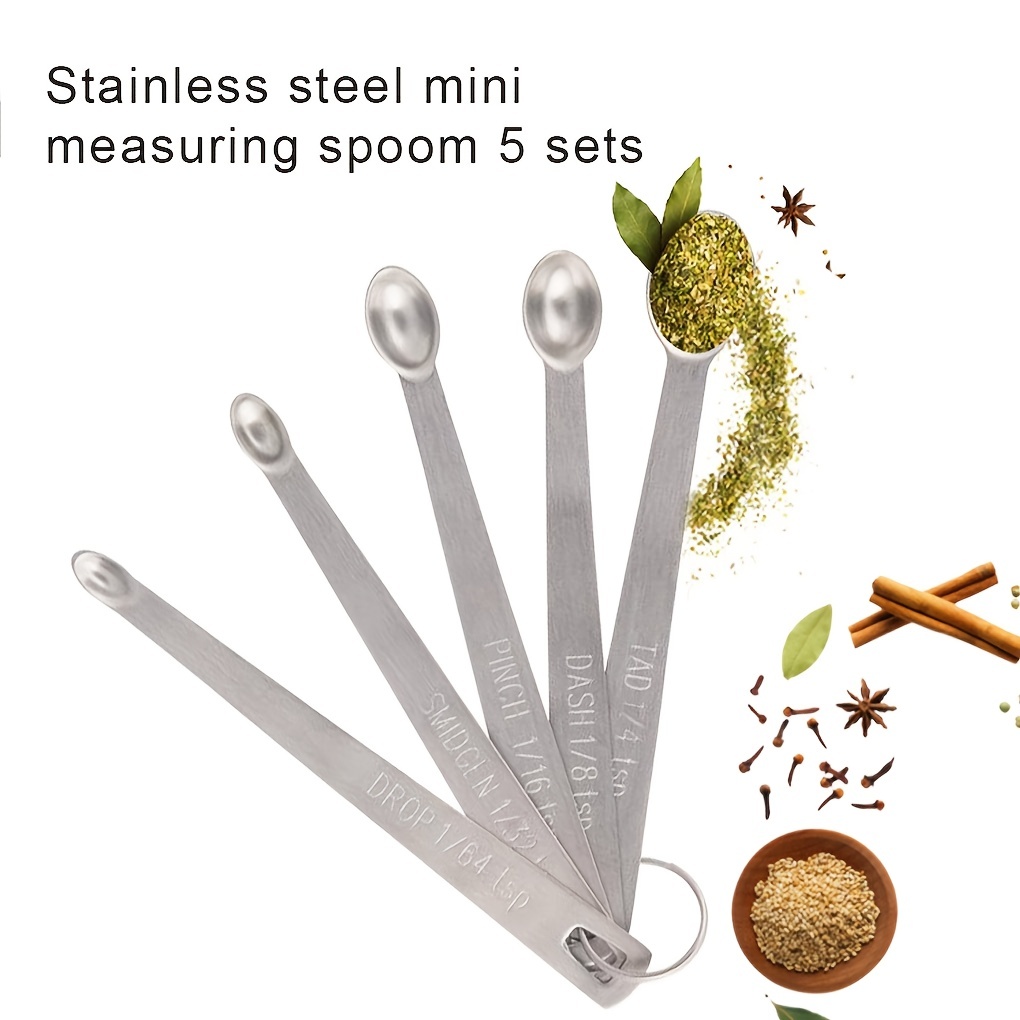 5PCS Small Measuring Spoons Set - Cuttte Stainless Steel Tiny Measuring  Spoons for Cooking Baking, 1/4 tsp, 1/8 tsp, 1/16 tsp, 1/32 tsp, 1/64 tsp,  Teaspoon Mini Measuring Spoons for Powders, Spices