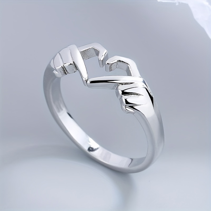 Exquisite Embrace Ring Silver Plated Adjustable Cuff Carved - Temu Canada
