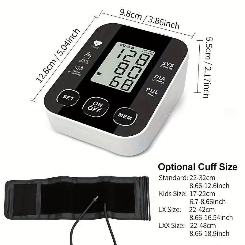 Blood Pressure Monitor - Automatic Upper Arm Blood Pressure Machine -  Adjustable Digital Blood Pressure Cuff Kit With Large Lcd Display, 2*100  Memory (battery Not Included) - Temu