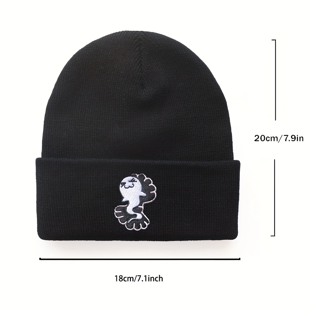 Y2K Cartoon Beanie Ghost Mermaid Embroidered Knitted Hat Unisex