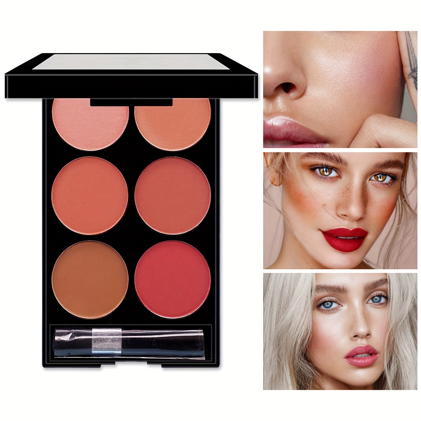 6 colors blush palette easy to color natural three dimensional face makeup rouge powder details 3