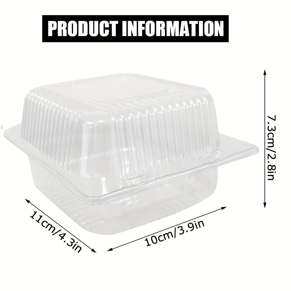 Stock Your Home - Envase de plástico para llevar alimentos y postres, 50  unidades de 5 x 5 pulgadas, envases de plástico con bisagras, desechables