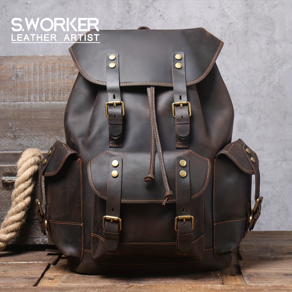 Crazy Leather Backpack Brown Crazy Leather Bag Design Mens 