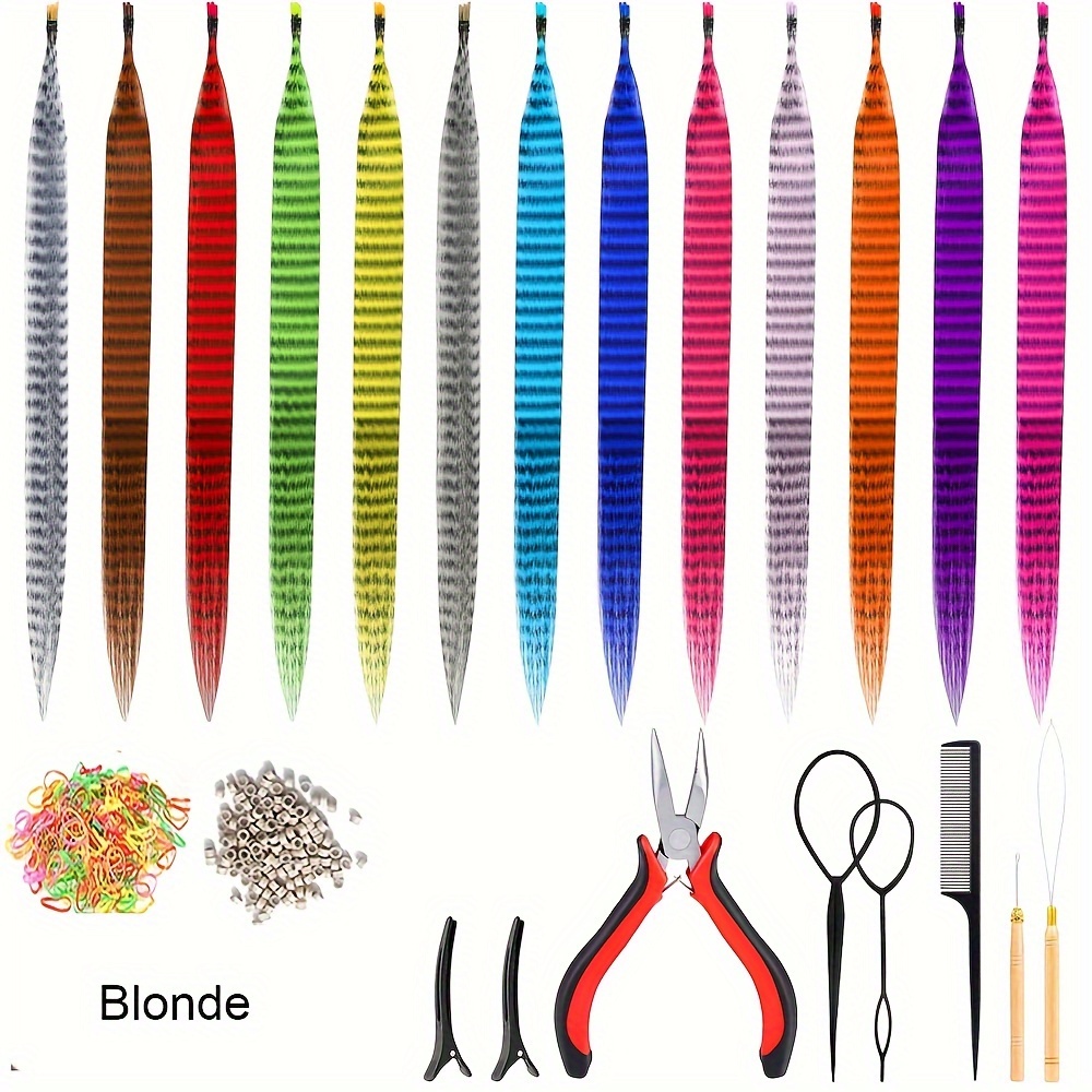 Hair Feathers With Hair Extension Tools 13 Colors Long - Temu