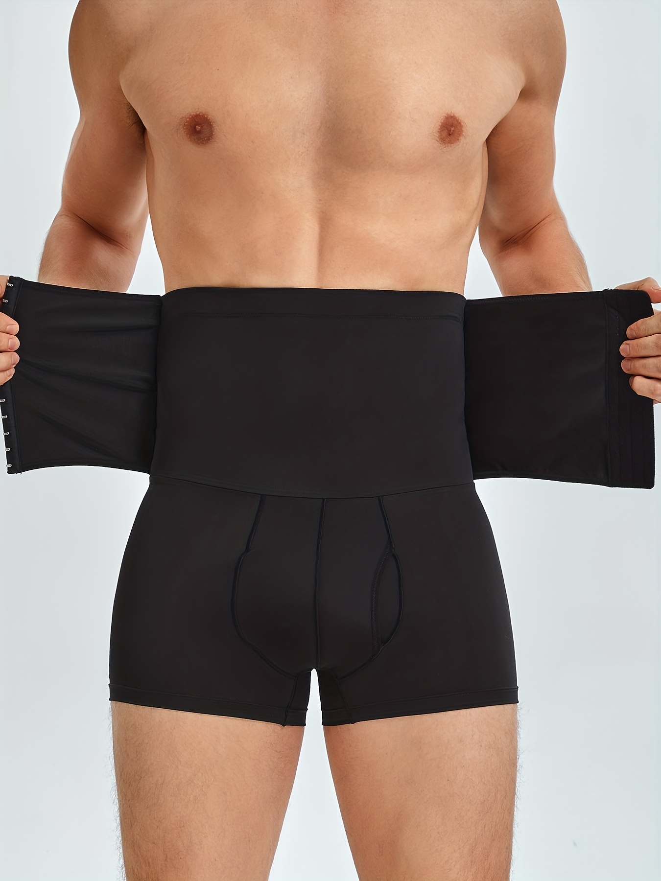 Junlan Mens High Waist Girdle Butt Lifter Shorts With Removable Hip