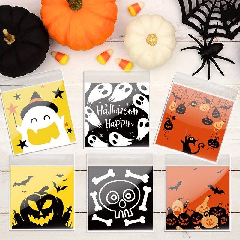 100 Bolsas Celofán Halloween Bolsas Autoadhesivas - Temu