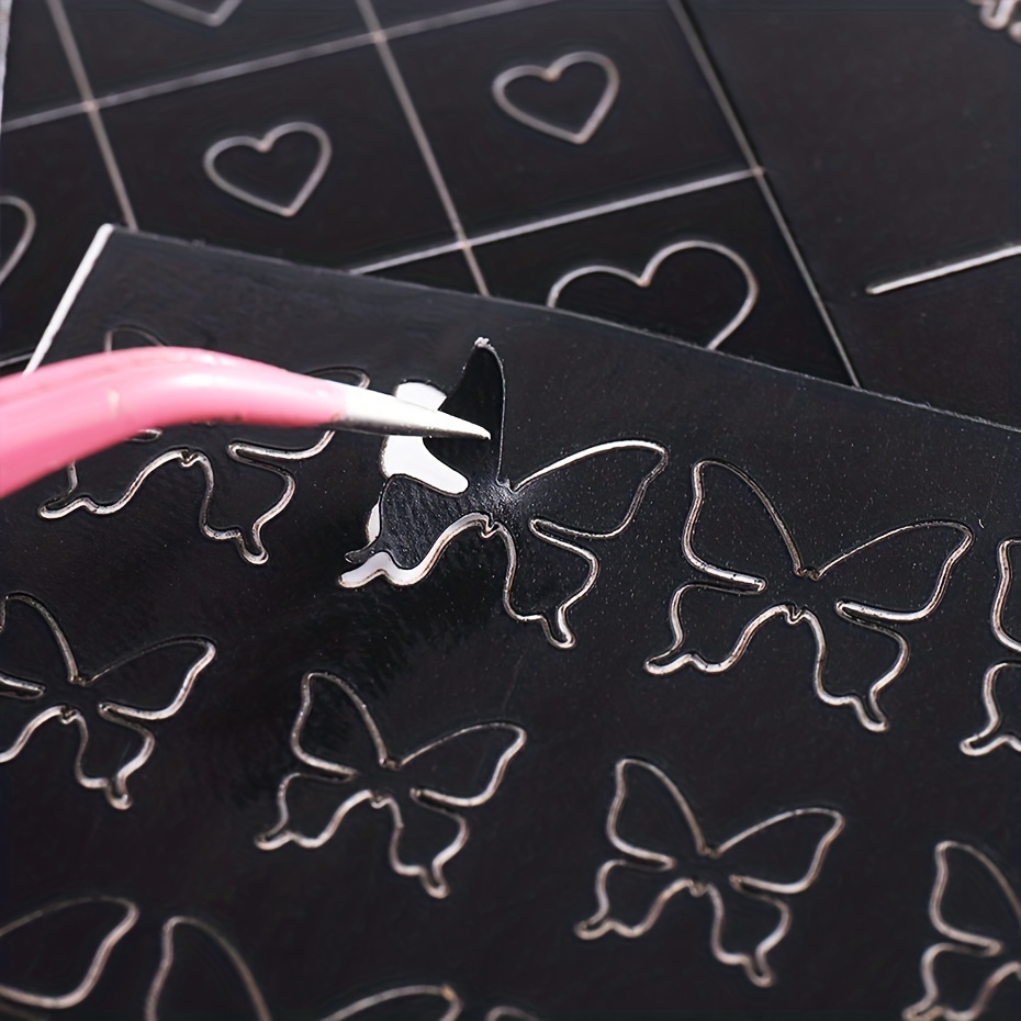 Nail Airbrush Stencil Set With Sponge Pen Heart Butterfly Flame