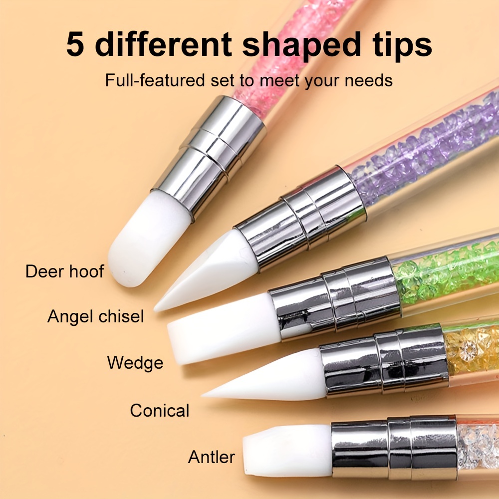 Nail Silicone Brushes Gel Nail Art Emboss Carving Pen - Temu