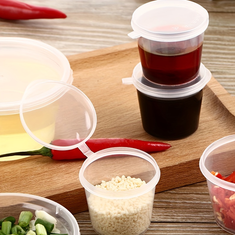 Condiment Cups container with Lids- 8 pk. 1 oz.Salad Dressing Container to  go Small Food Storage Containers with Lids- Sauce Cups Leak proof Reusable  Plastic BPA free for Lunch Box Picnic Travel (Red) 