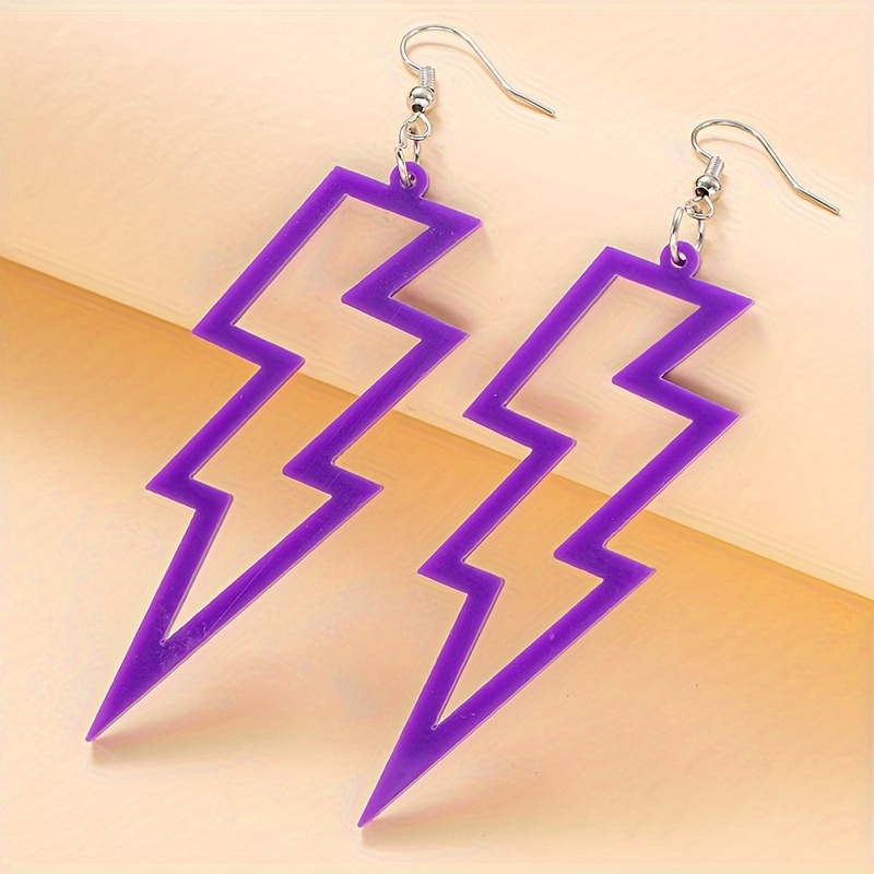 Colorful Lightening Dangle Earrings Punk Style Acrylic Jewelry