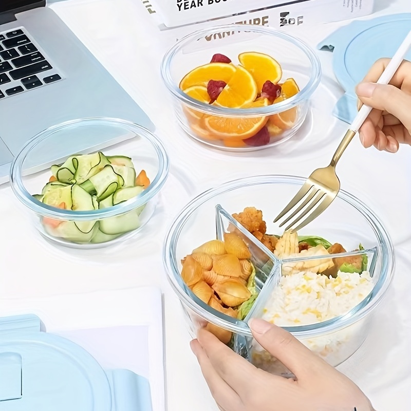 Glass Bento Box Microwave Oven Divided Fast Food Box Picnic - Temu