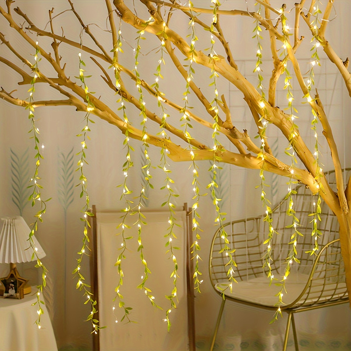 1 pack 100led willow curtain lights 8 mode twinkle fairy string lights with usb plug decorative lights for christmas tree patio wedding party bedroom new year decor lights details 0