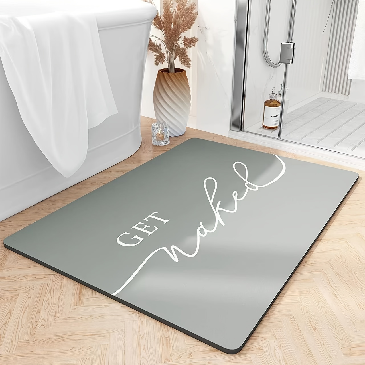 Absorbent Floor Mat Bathroom Door Carpet Bathroom Non-slip Mat Entry Door  Foot Mat (gray)