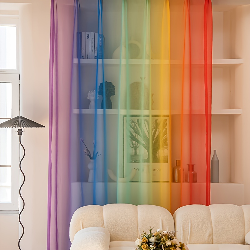 2pcs Of Colorful Gradient Sheer Curtains