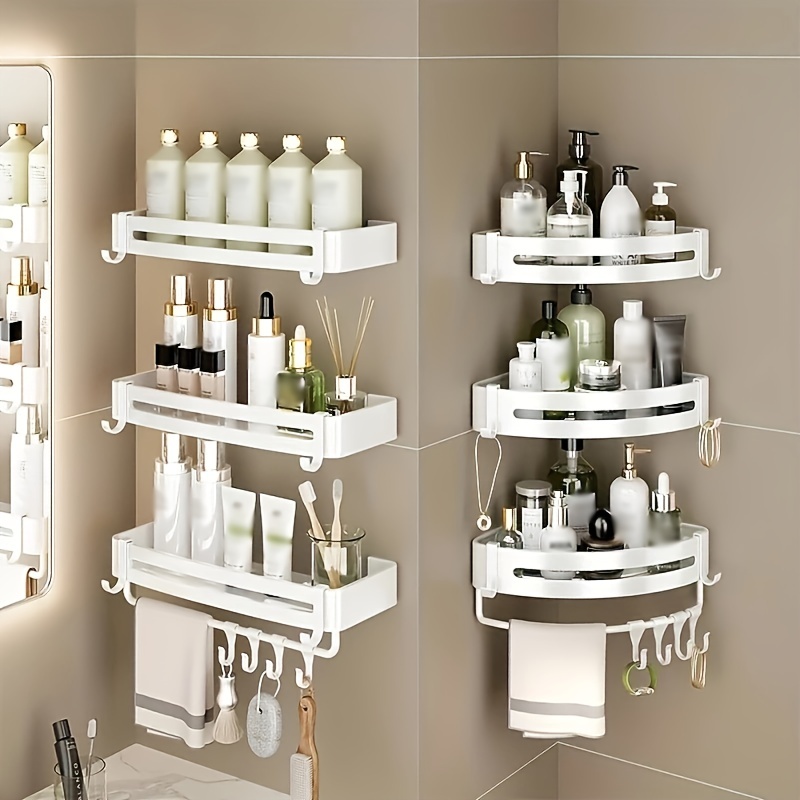 Wall Mounted Bathroom Shelves Punch free Storage Rack Shower - Temu