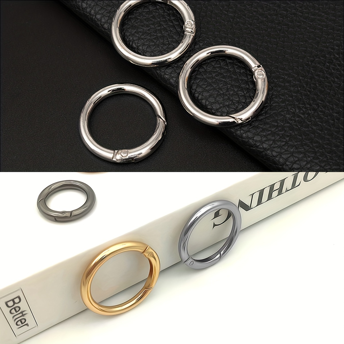 2 Inch Flat Key Rings - Large Split Key Rings - Silver Steel Round Edged  Circular Keychain Ring Clips - Sturdy Key Chain Ring Connector (Pack of 10)