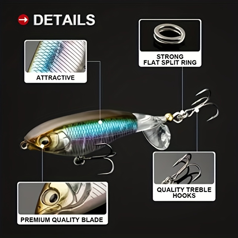 Bass Whopper Lures Top Water Floating Rotating Tail Hard - Temu