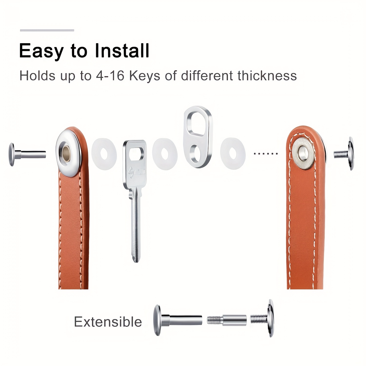 Portachiavi compatto - Organizzatore di chiavi tascabile elegante e pratico  con meccanismo di chiusura sicuro, supporto fino a 16 chiavi per regalo
