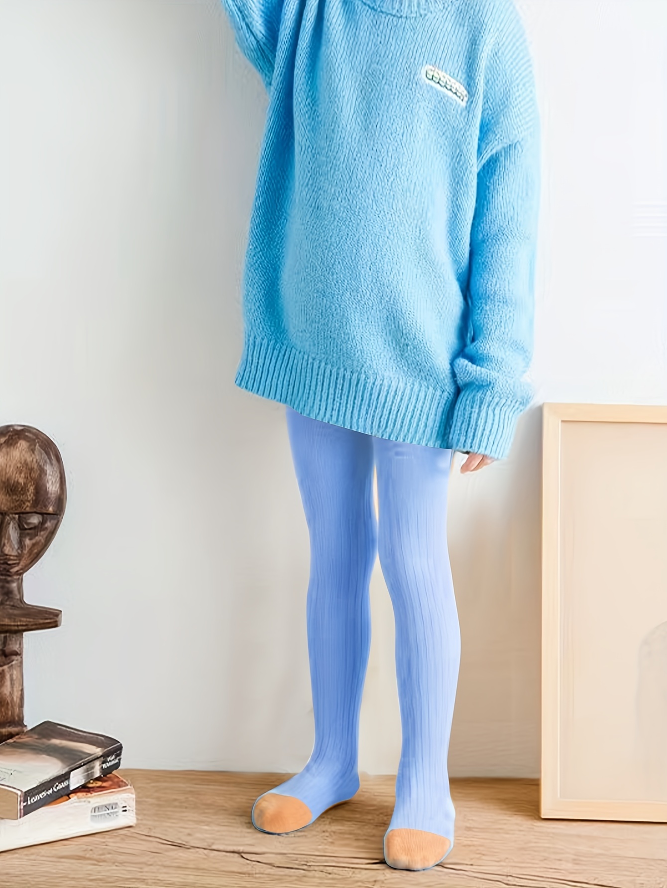 Girls Ribbed Knit Tights Elastic Waist Leggings Casual Pants - Temu