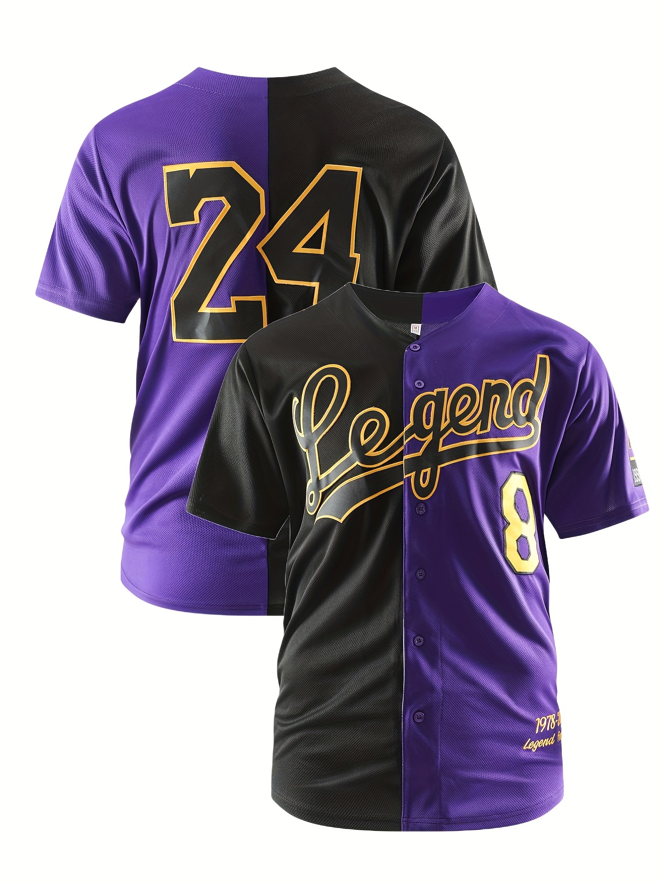 Camisa Béisbol Legend #8 24 Bloque Color Hombre Camisa - Temu