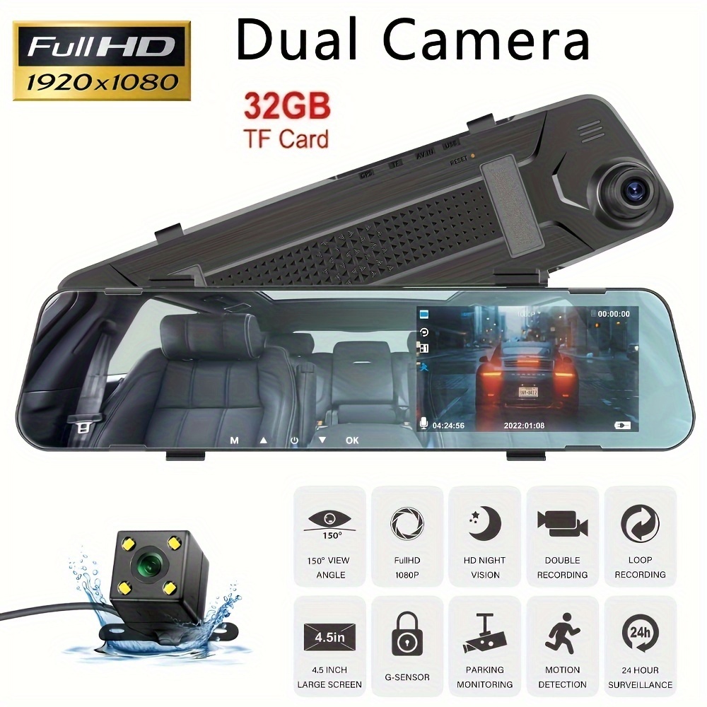3 Cameras Lens 4.0in Car Dvr 24h Dash Cam Hd 1080p Dash Camera Dual Lens  Video R
