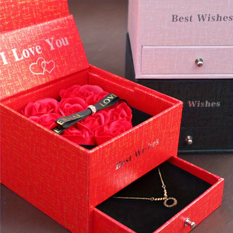 Valentine's Day Rose Gift Box Imitation Rose Jewelry - Temu