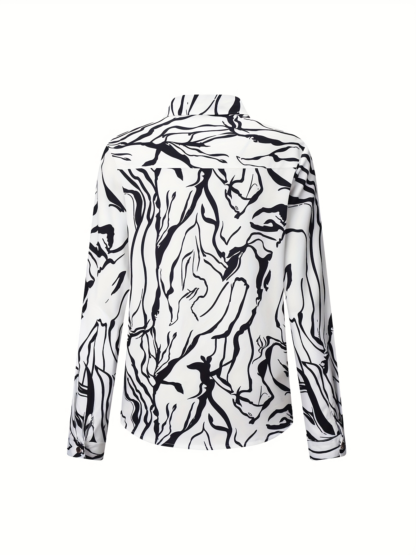All Over Print Collar Shirt, Casual Long Sleeve Shirt For Spring