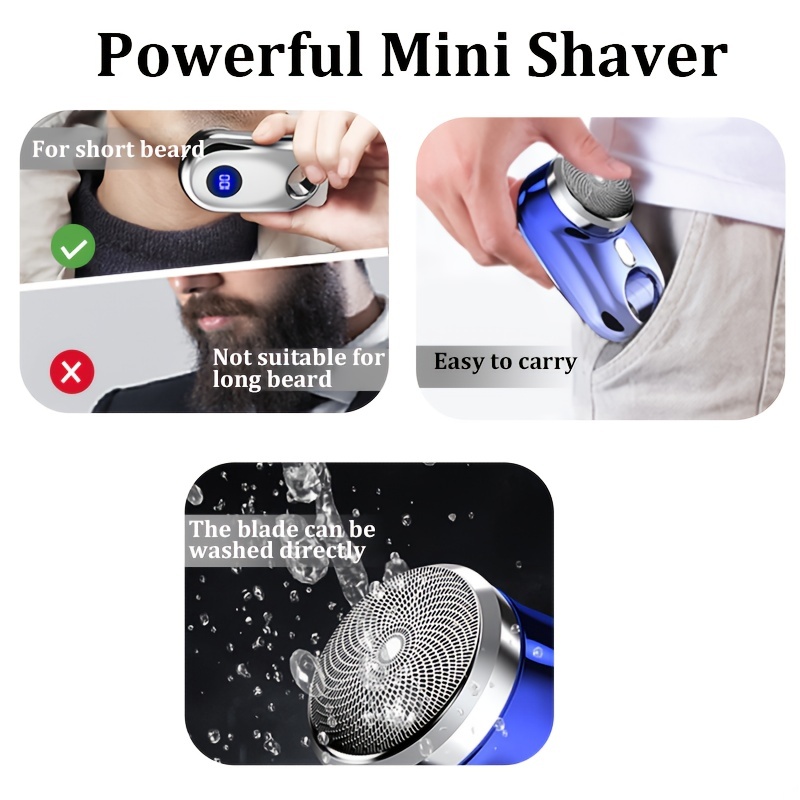 electric razor mini shaver for men body hair shaver mini shaver with powerful portable rechargeable long lasting wet dry use shavers for men women details 7