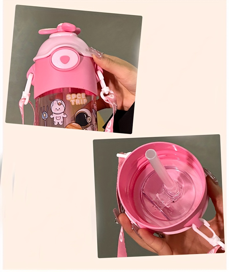 Cute Airplane Design Water Bottle With Straw And Strap, Plastic Water Cups,  Portable Drinking Cups, Travel Drinkware, Birthday Gifts - Temu