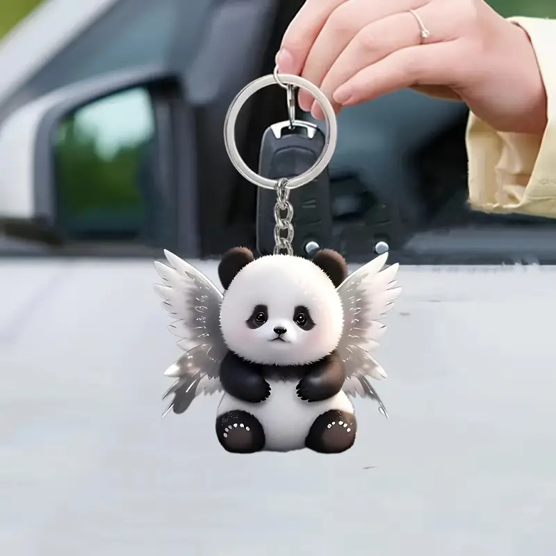 1pc 2D Acryl Niedlichen Panda Auto Rückspiegel Dekorative - Temu Germany