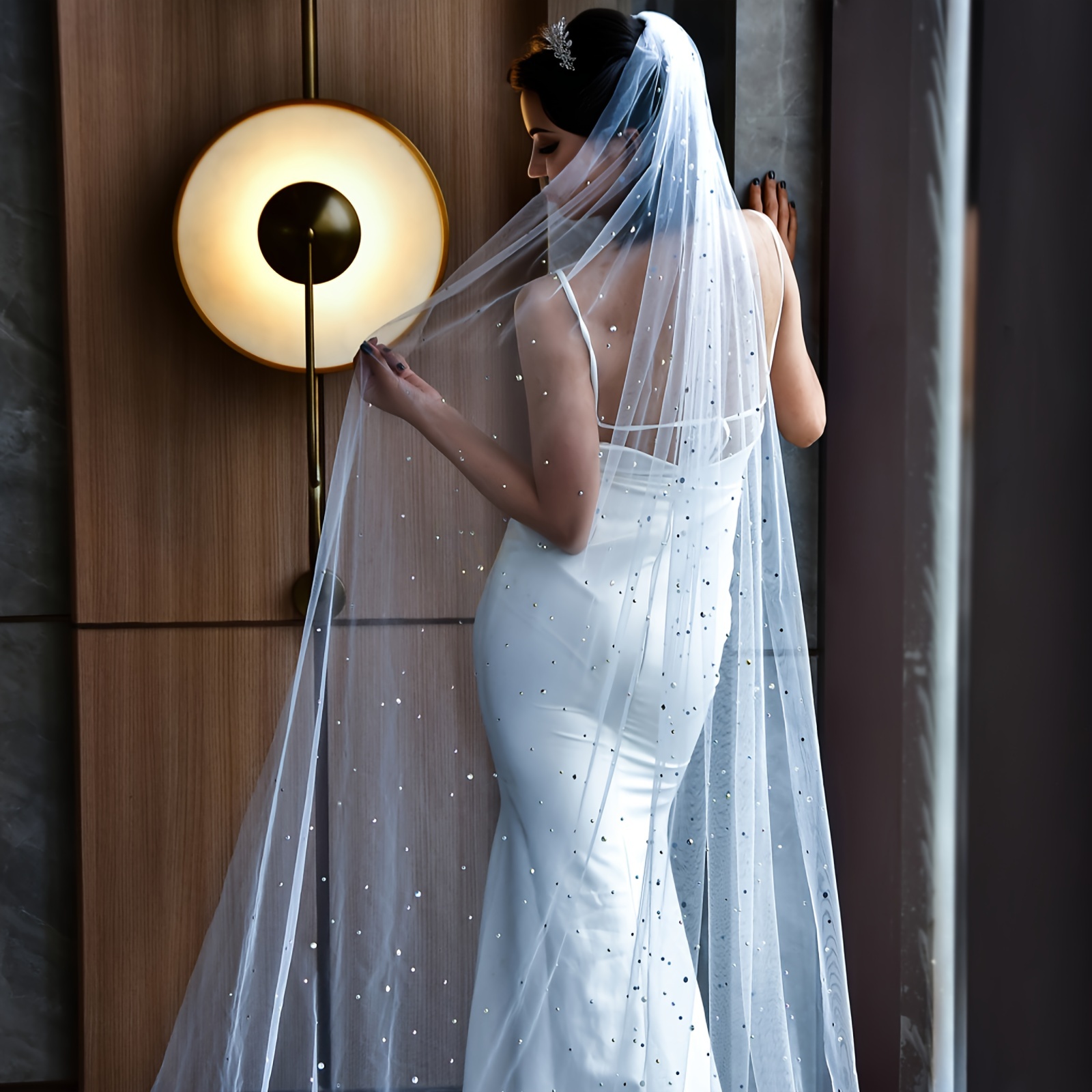 Bridal Veil Bride Headwear Luxury Cathedral Wedding Dresses Hair  Accessories With Hair Comb Headdress - Temu