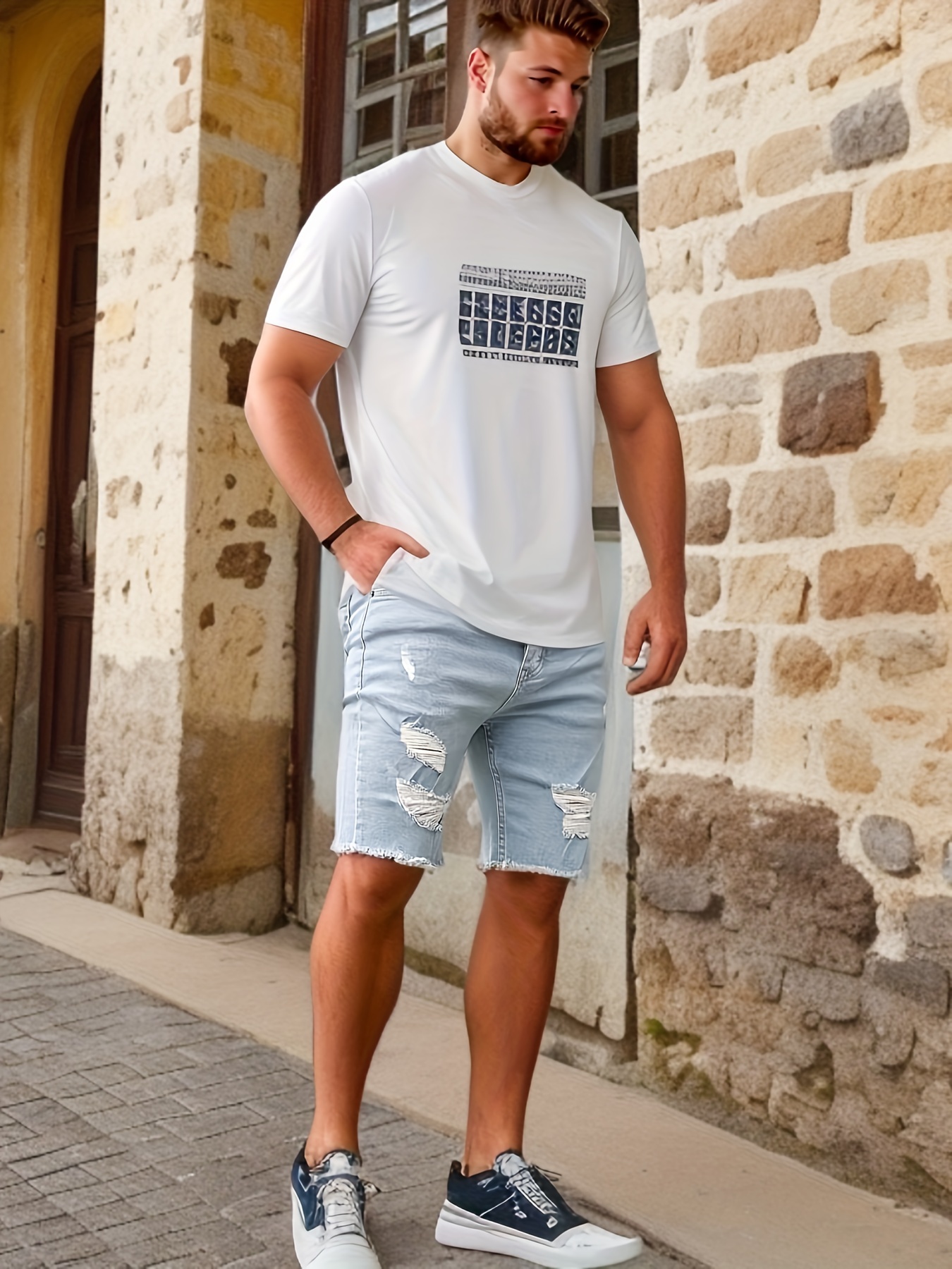 Mens denim shop shorts style